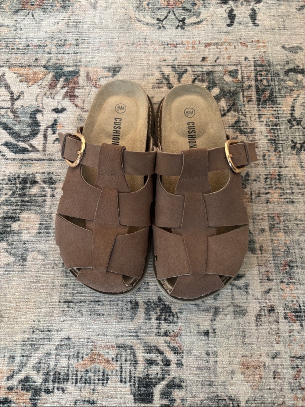 Women's Brown Buckled fisherman Slide Sandal clogs